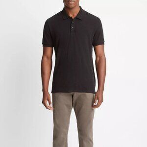 Vince Classic Slub Polo Short Sleeve Black - Men’s XL